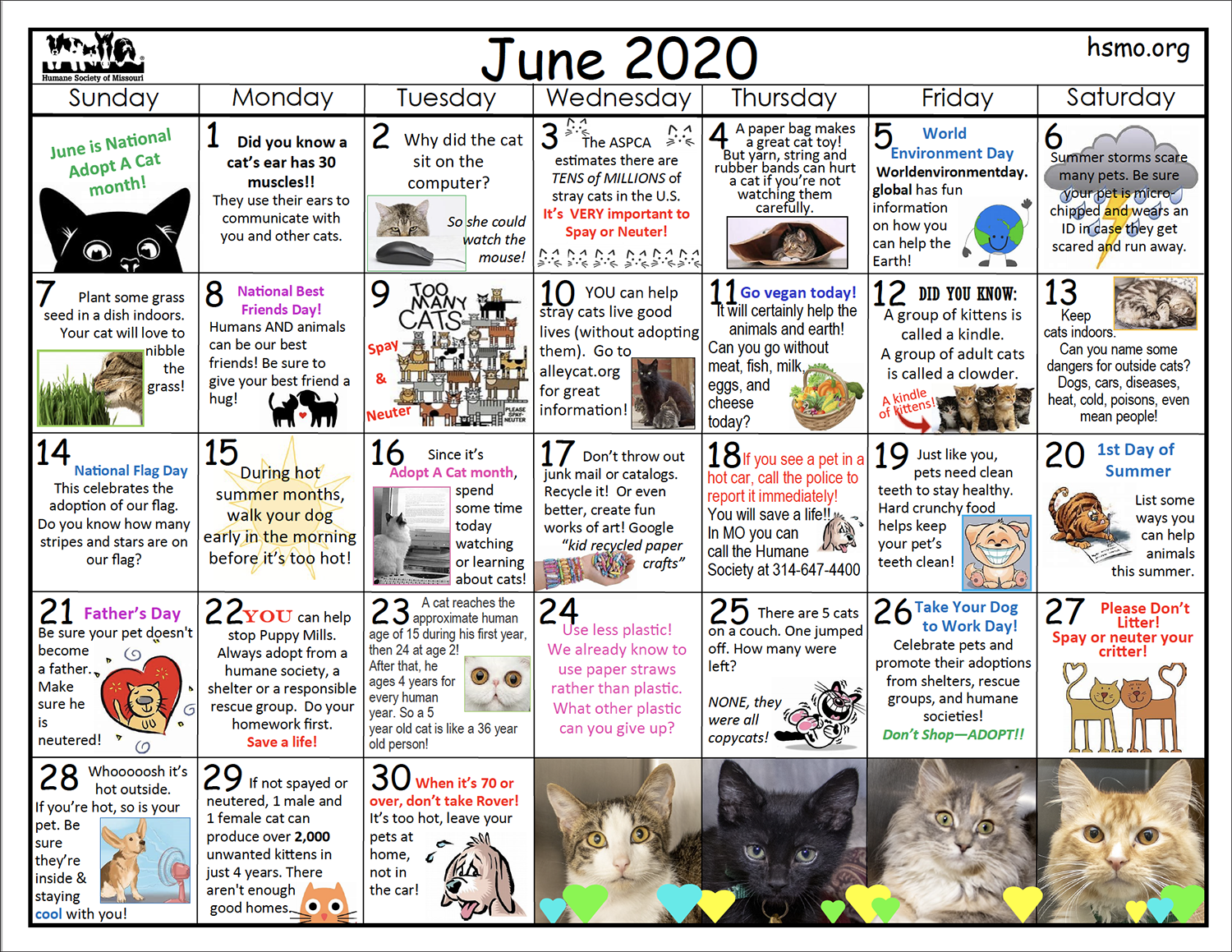 June 2020 Kind Kids calendar
